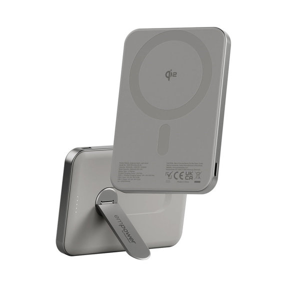 Bezdrátová PowerBank 5000 mAh, s otočným stojánkem 20 W, kompatibilní s MagSafe, Qi2/USB-C, Titanová, empower