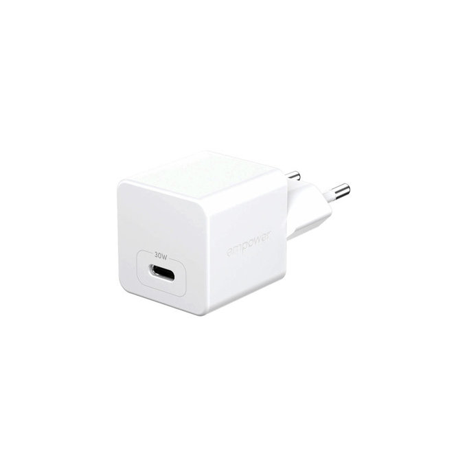 Cestovní adaptér Grand Prix USB-C, GaN, 30 W PD, stříbrnobílý, empower