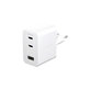 Cestovní adaptér Grand Prix 2x USB-C/USB-A, GaN, 70 W PD, Stříbrnobílá, empower