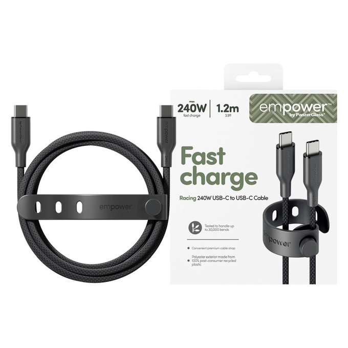 Kabel USB-C, 240 W, Racing, 1, 2 m, Space Black, empower