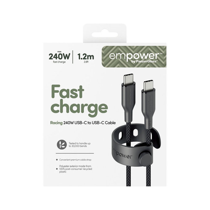 Kabel USB-C, 240 W, Racing, 1, 2 m, Space Black, empower