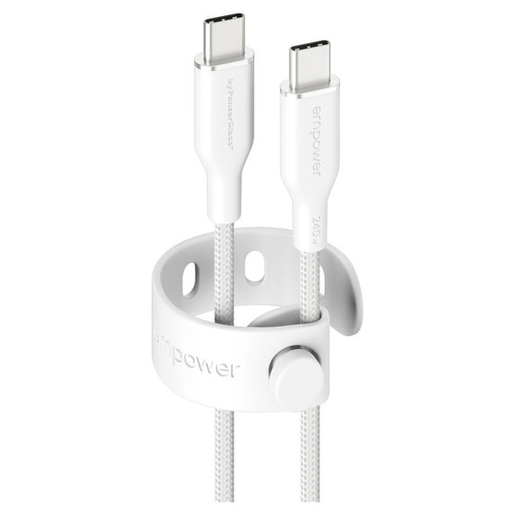 Kabel USB-C, 240 W, Racing, 1,2 m, stříbrnobílý, empower