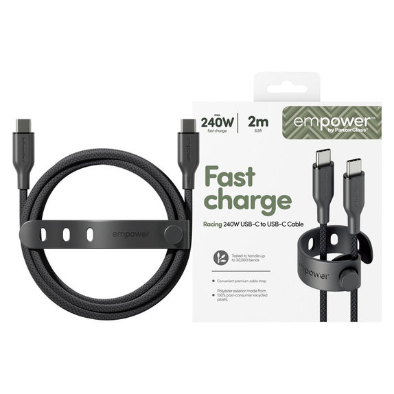 Kabel USB-C, 240 W, Racing, 2 m, Space Black, empower