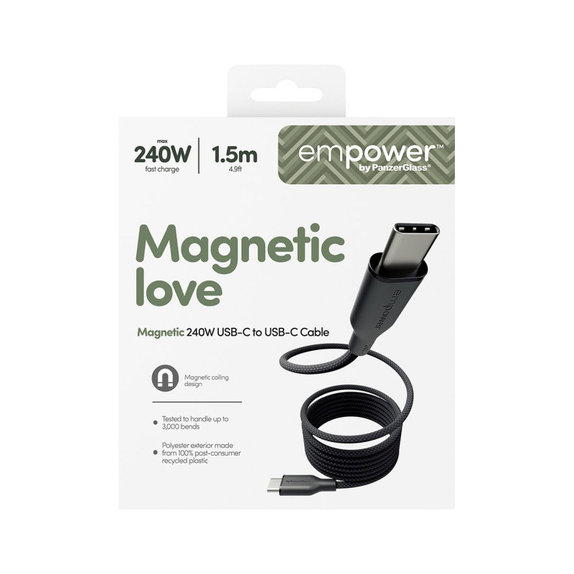 Kabel USB-C, 240 W, Magnetic, 1, 5 m, Space Black, empower