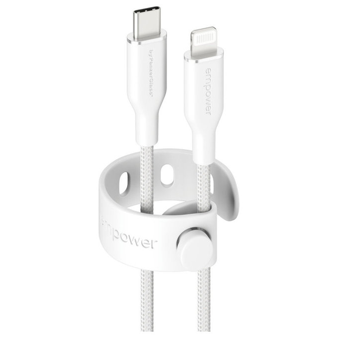 Kabel USB-C/Lightning, 60 W, Racing, 1, 2 m, Stříbrnobílá, empower