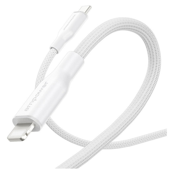 Kabel USB-C/Lightning, 60 W, Racing, 1, 2 m, Stříbrnobílá, empower