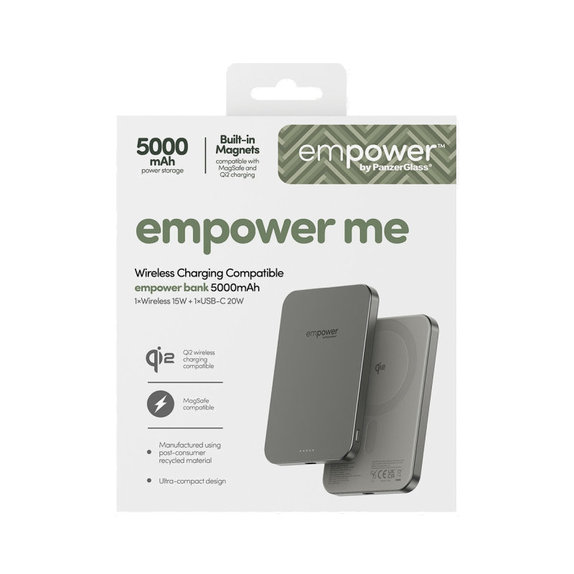 Bezdrátová PowerBank 5000 mAh, 20 W, kompatibilní s MagSafe, Qi2/USB-C, titánová, empower