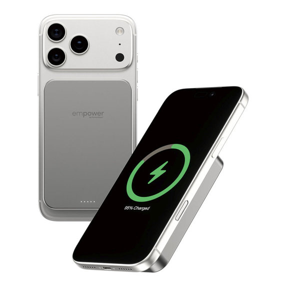 Bezdrátová PowerBank 10000 mAh, 20 W, kompatibilní s MagSafe, Qi2/USB-C, titánová, empower
