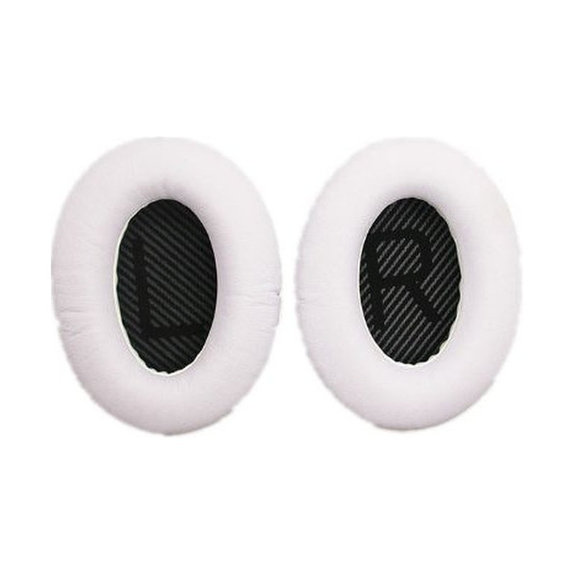 Náhradní Náušníky pro Bose QuietComfort 2, 15, 25 a 35, Paměťová pěna + PU kůže, Černo-bílé, 1 pár