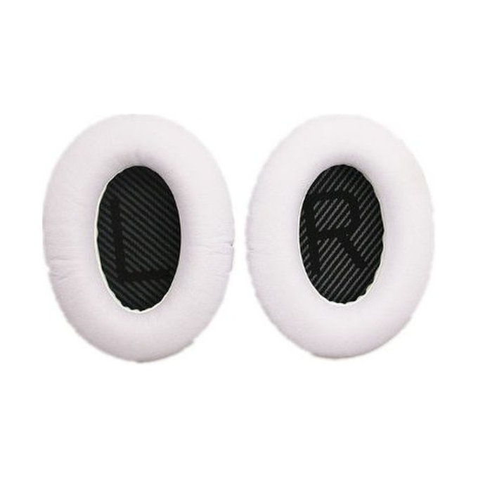 Náhradní Náušníky pro Bose QuietComfort 2, 15, 25 a 35, Paměťová pěna + PU kůže, Černo-bílé, 1 pár