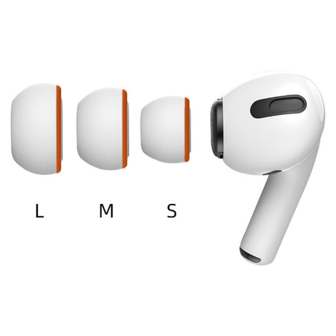 Náhradní Silikonové Špunty do Uší pro Apple AirPods 1, 2 Pro, M, Paměťová Pěna, Bílé