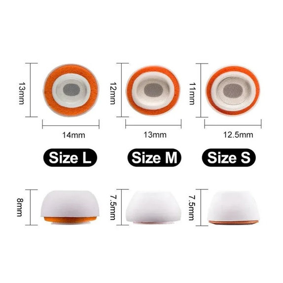 Náhradní silikonové špunty pro Apple AirPods 3 Pro, sada 3 ks (L, M, S), Bílé