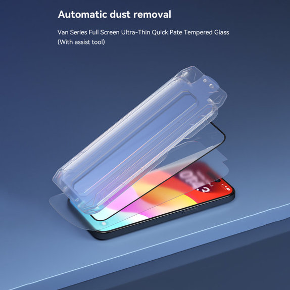 Tvrzené sklo FullCover s aplikátorem pro iPhone 15, Devia