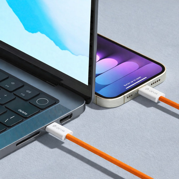 USB-C / USB-C kabel Smart, PD 60W, 1m, oranžová, Devia