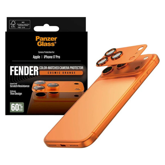 Ochranný kryt objektivu Fender pro iPhone 17 Pro, Oranžová, PanzerGlass