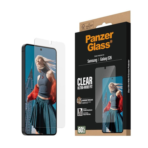 PanzerGlass - Tvrzené sklo UWF s aplikátorem pro Samsung Galaxy S26, čiré