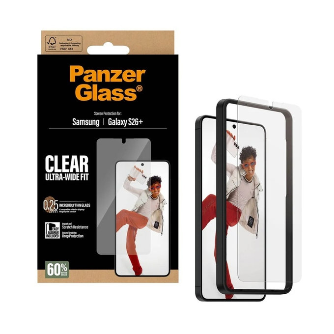 PanzerGlass - Tvrzené sklo UWF s aplikátorem pro Samsung Galaxy S26+, čiré