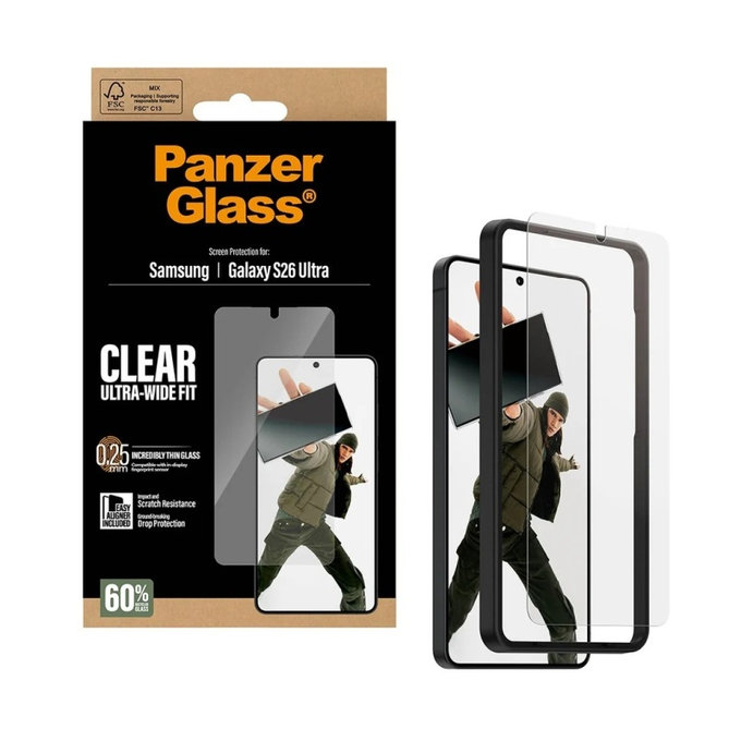 Tvrzené sklo UWF s aplikátorem pro Samsung S26 Ultra, Čirá, PanzerGlass