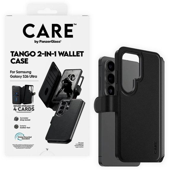 Pouzdro Wallet Tango Two-In-One s QI pro Samsung S26 Ultra, černá, CARE