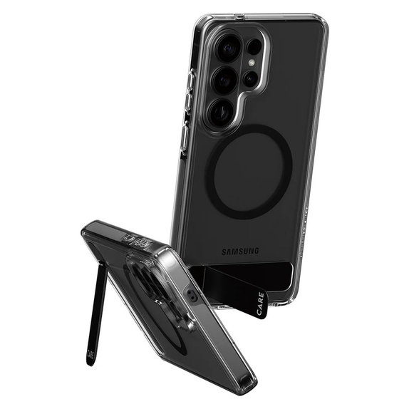 Pouzdro Kickstand s černým QI pro Samsung Galaxy S26 Ultra, Transparentní, PanzerGlass