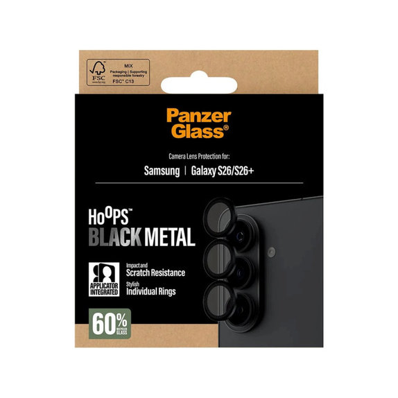 Ochranný kryt objektivu Hoops pro Samsung S26/S26+, Černá, PanzerGlass