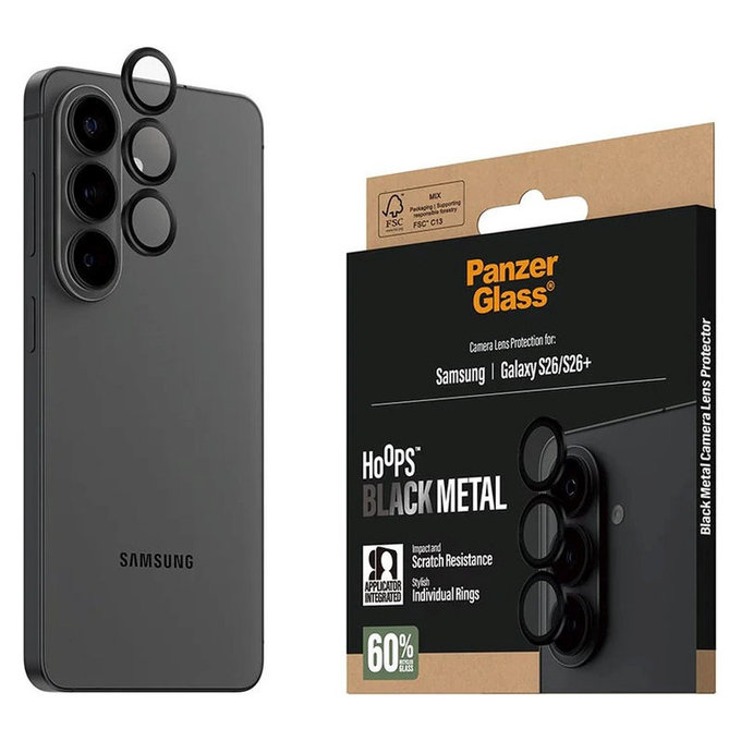 Ochranný kryt objektivu Hoops pro Samsung S26/S26+, Černá, PanzerGlass