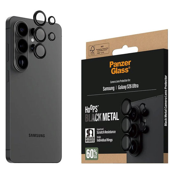 Ochranný kryt objektivu Hoops pro Samsung S26 Ultra, Černá, PanzerGlass