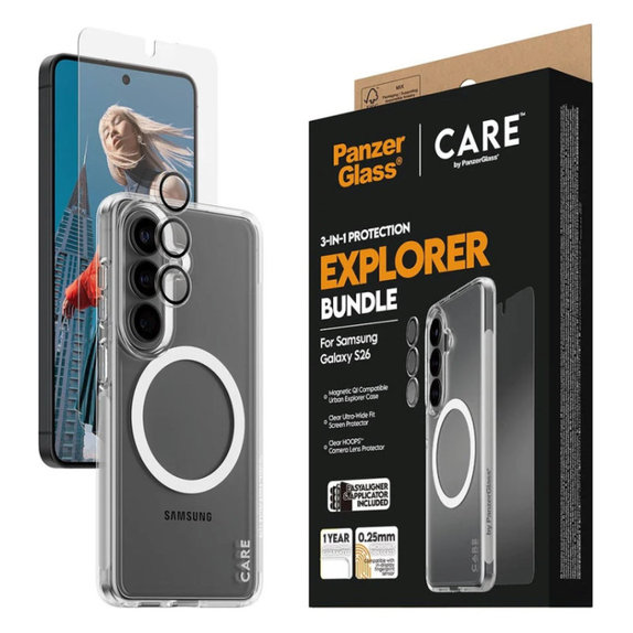 Bundle 3v1 Explorer pro Samsung S26, PanzerGlass