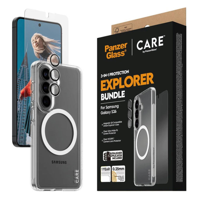 Bundle 3v1 Explorer pro Samsung S26, PanzerGlass