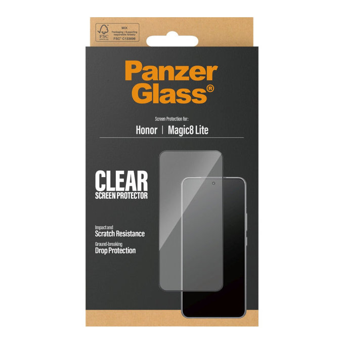 Tvrzené sklo UWF pro Honor Magic8 Lite, Černá, PanzerGlass