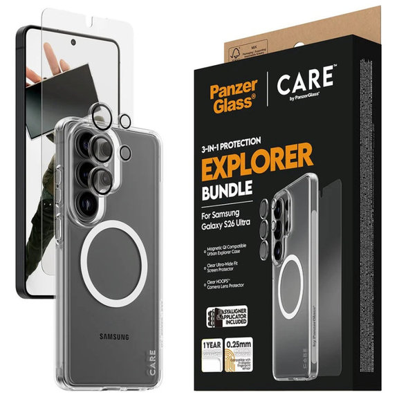 Bundle 3v1 Explorer pro Samsung S26 Ultra, PanzerGlass