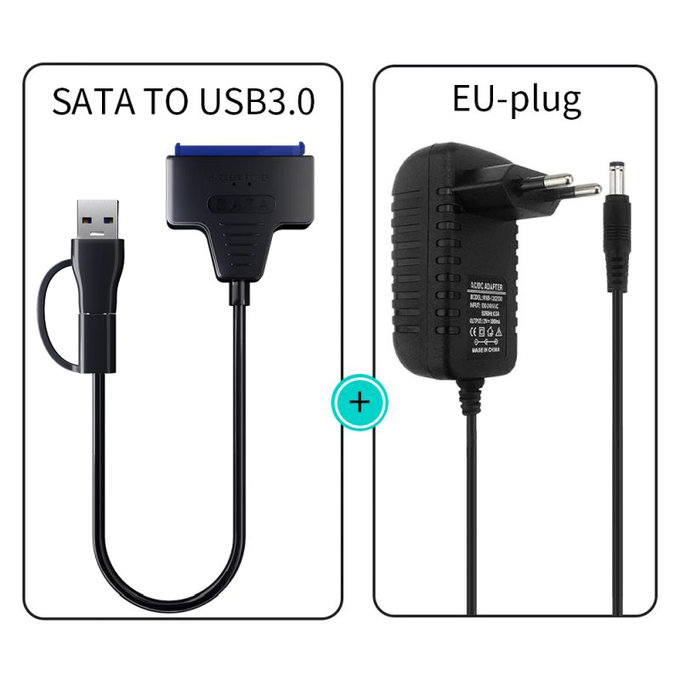 USB 3.0 / USB-C na SATA adaptér pro 2.5" a 3.5" HDD/SSD, s napájecím zdrojem