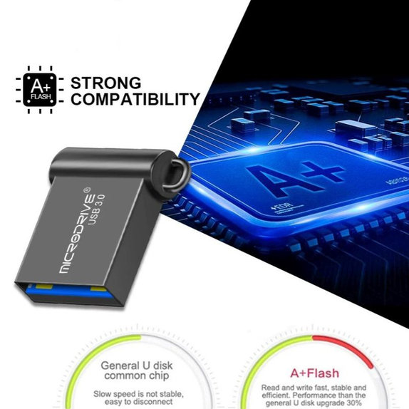 Kovový USB flash disk 64 GB, USB 3.0, stříbrný