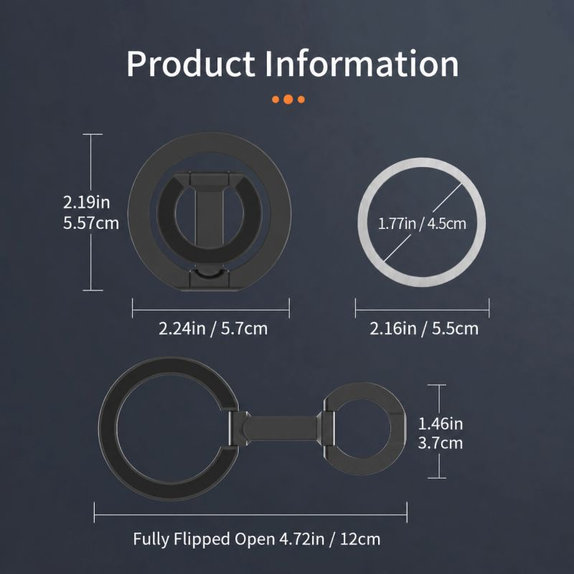 Oboustranný skládací magnetický držák pro MagSafe, černý