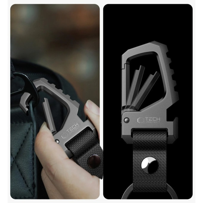Klíčenka Slidelock Carabiner Keychain, Gunmetal, Tech-Protect