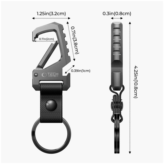 Klíčenka Slidelock Carabiner Keychain, Gunmetal, Tech-Protect