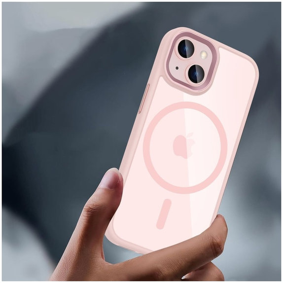 Pouzdro MagMat MagSafe pro iPhone 15, růžová/čirá, Tech-Protect