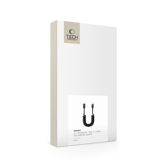 Kabel UB20T Ultraboost USB-C Cable PD 100W / 5A 180CM, černá, Tech-Protect