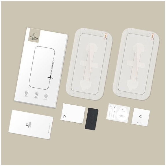 Tvrzené sklo Quick Set+ 2-PACK pro iPhone 15 / 16, černá, Tech-Protect