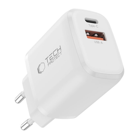 Síťová nabíječka NCA20 2-PORT PD 20W / QC3.0 + Lightning Cable, bílá, Tech-Protect