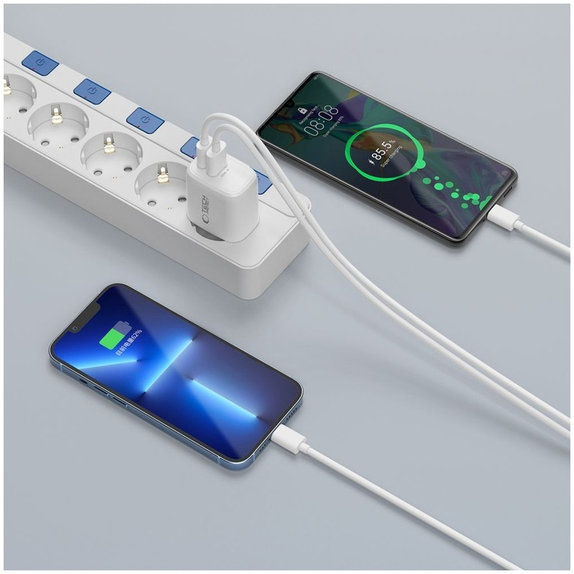 Síťová nabíječka NCA20 2-PORT PD 20W / QC3.0 + USB-C Cable, bílá, Tech-Protect