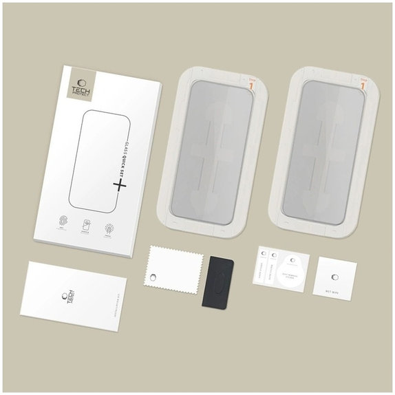 Privacy tvrzené sklo Quick Set Spy+ 2-PACK pro iPhone 13 / 13 Pro / 14 / 16E / 17E, privacy, Tech-Protect