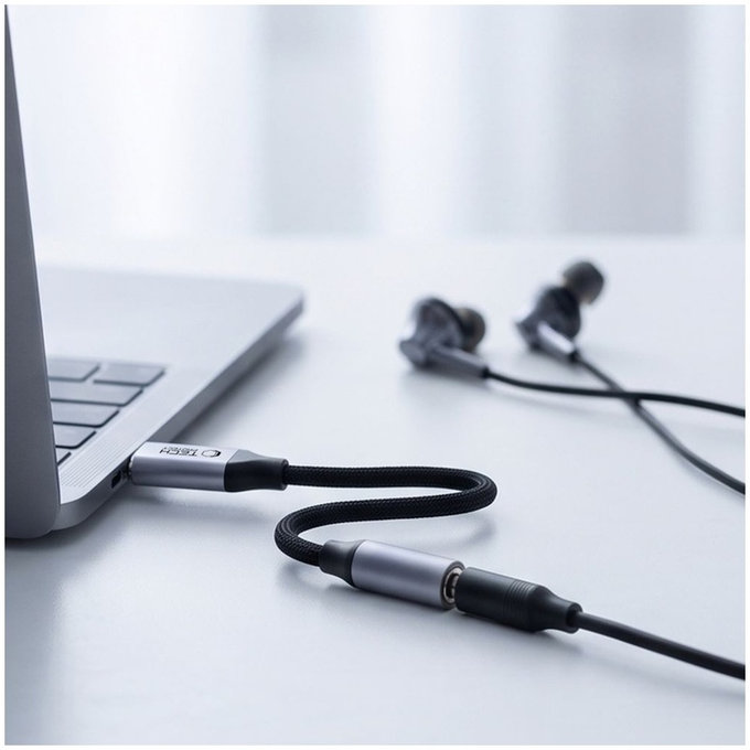 Adaptér Ultraboost USB-C To Mini Jack 3.5MM DAC, Iron Grey, Tech-Protect