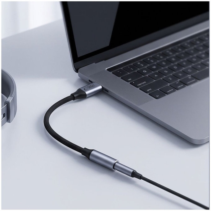 Adaptér Ultraboost USB-C To Mini Jack 3.5MM DAC, Iron Grey, Tech-Protect
