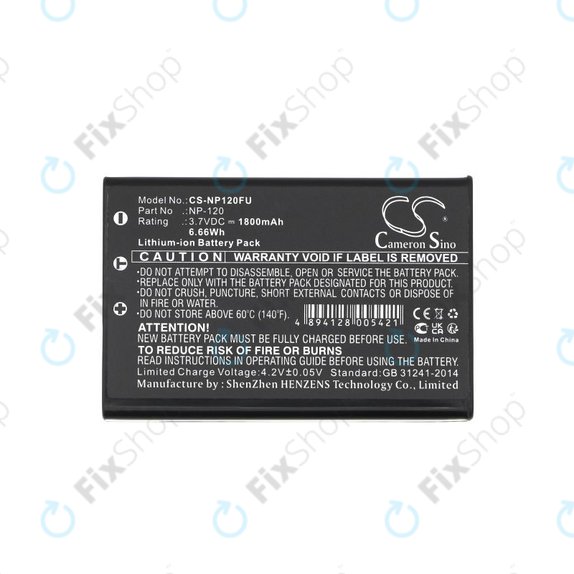 Baterie pro Toshiba Camileo H30, FujiFilm NP-120, 1800mAh, Li-Ion, 3.7V, PX1657, HQ