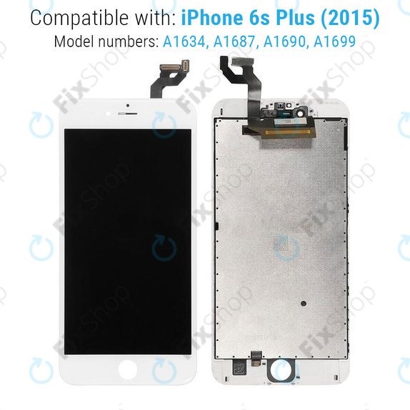 Displej pro iPhone 6S Plus, White, Dotykové sklo s rámem