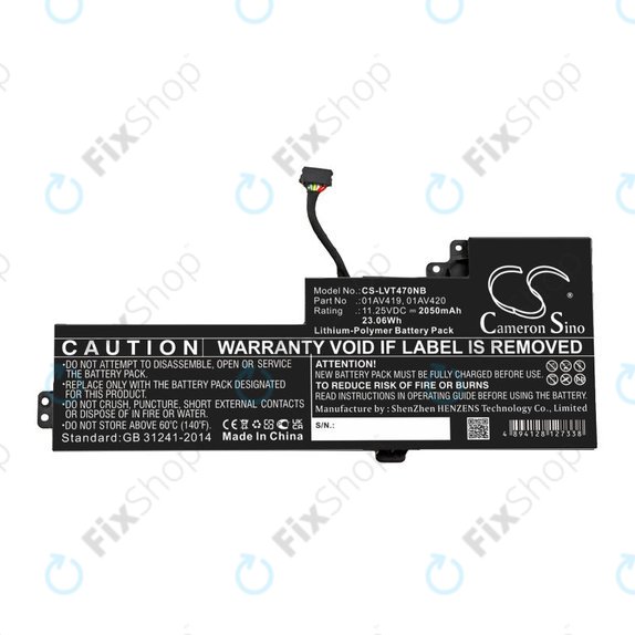 Baterie pro Lenovo Thinkpad A285, T470, T480, 2050mAh, Li-Pol, 11.25V, 01AV419, HQ