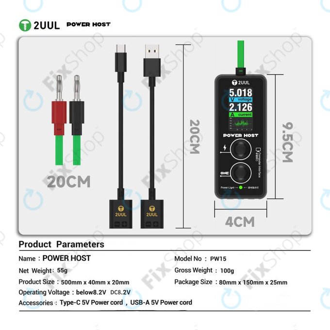 Digitální USB-C tester napětí a proudu (Power Host), 2UUL PW15