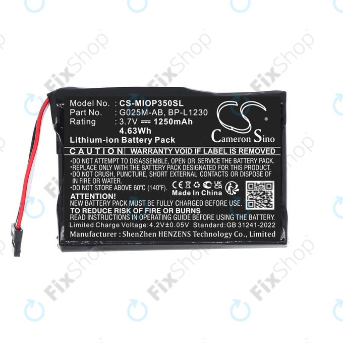 Baterie pro Mitac Mio P350, P550, 1250mAh, Li-Ion, 3.7V, BL-LP1230, HQ