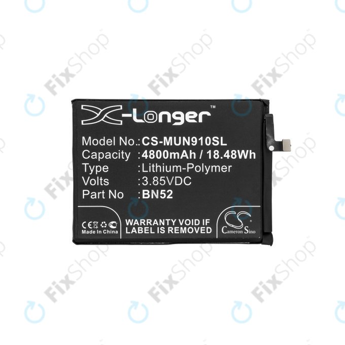 Baterie pro Xiaomi Redmi Note 9 Pro, 4800mAh, Li-Pol, 3.85 V, BN52, HQ